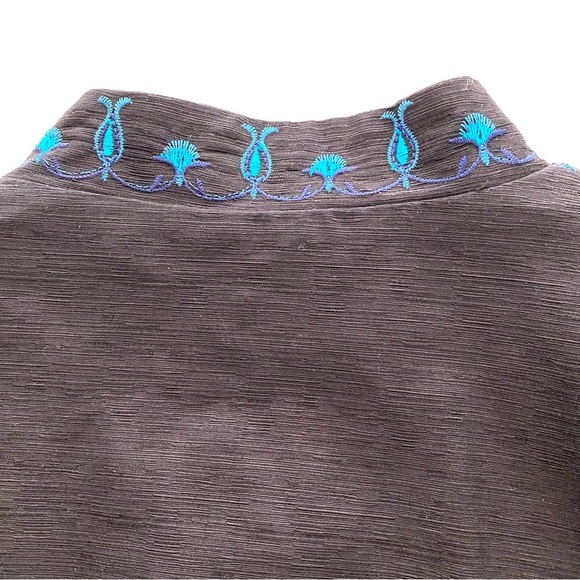 Silk Land Woman Black Silk Longline Blazer Jacket Size 1X Embroidered Tunic - Picture 13 of 15